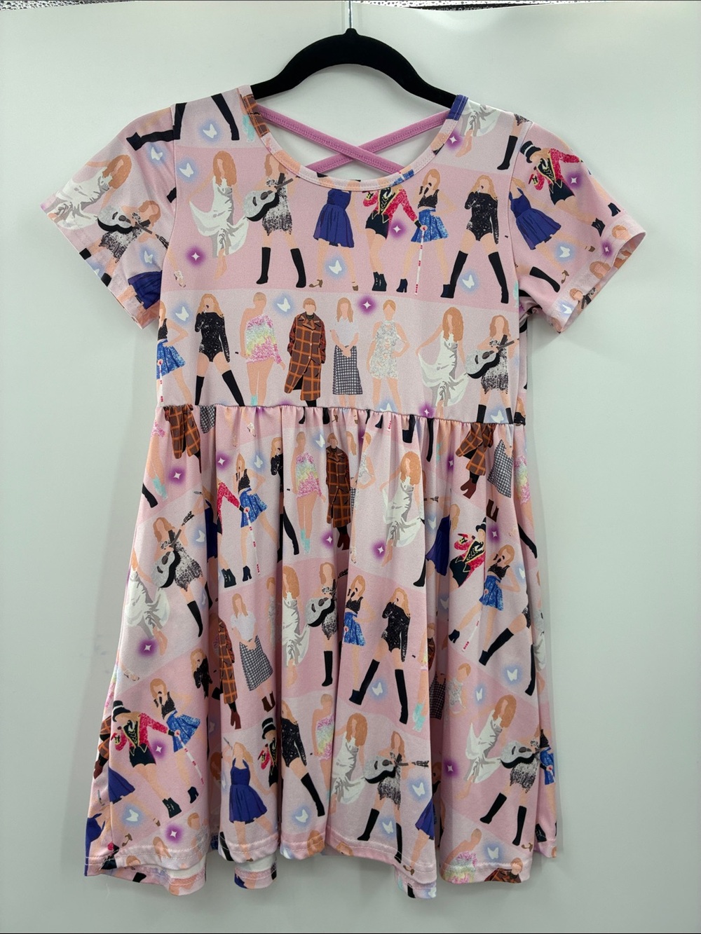 Unbranded Girls Pink Graphic Party Dress - size 14